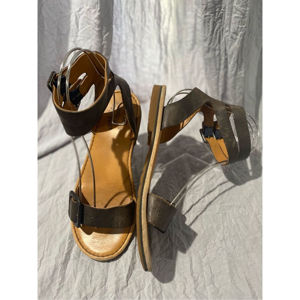 Kork-Ease brown leather ankle double strap and buckle adjustable front ladies SZ